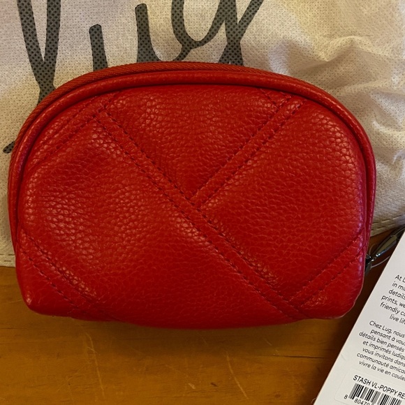 NWT Lug Stash Zip Classic VL (Vegan Leather) RFID Pouch - Poppy Red - Picture 3 of 9